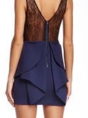 BCBGeneration Navy Lace-Back Ruffle Mini Dress, Size 4